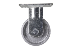 Cast iron steel rigid caster 4 inch diameter 2 inch width 1102 lb capacity zinc plated
