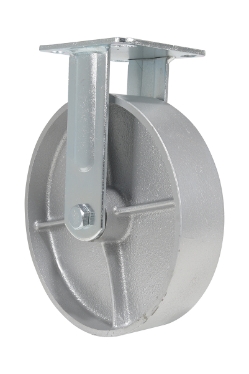 Cast iron steel rigid caster 8 inch diameter 2 inch width 1760 lb capacity zinc plated