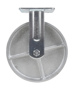 Cast iron steel rigid caster 8 inch diameter 2 inch width 1760 lb capacity zinc plated