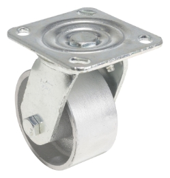 Cast iron steel swivel caster 4 inch diameter 2 inch width 1102 lb capacity zinc plated