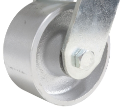 Cast iron steel swivel caster 4 inch diameter 2 inch width 1102 lb capacity zinc plated