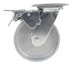 Cast iron swivel caster with total brake 6 inch diameter 2 inch width 1540 lb capacity