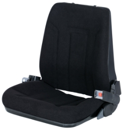 Cloth deluxe fork truck seat with seat belt 4.5 x 4.5 x 4 inch low profile universal mount