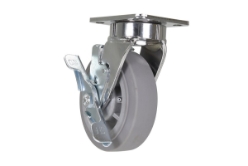 Duratek thermoplastic rubber swivel brake caster 6 inch diameter 2 inch width 600 lb