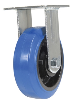 Elastic rubber rigid caster 6 inch diameter 2 inch width 770 lb capacity blue comfort plus