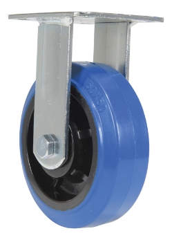 Elastic rubber rigid caster 6 inch diameter 2 inch width 770 lb capacity blue comfort plus