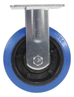 Elastic rubber rigid caster 6 inch diameter 2 inch width 770 lb capacity blue comfort plus