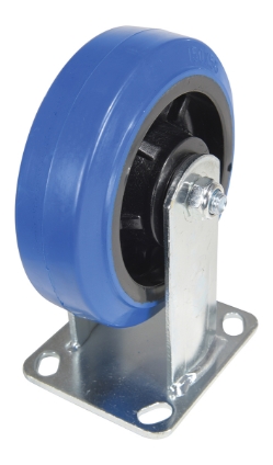 Elastic rubber rigid caster 6 inch diameter 2 inch width 770 lb capacity blue comfort plus