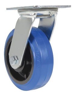 Elastic rubber swivel caster 6 inch diameter 2 inch width 770 lb capacity blue comfort plus