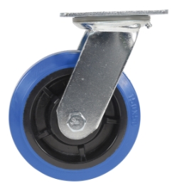 Elastic rubber swivel caster 6 inch diameter 2 inch width 770 lb capacity blue comfort plus