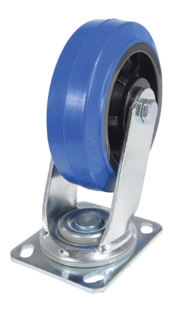 Elastic rubber swivel caster 6 inch diameter 2 inch width 770 lb capacity blue comfort plus