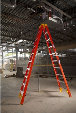 Fiberglass Twin Front Ladder 10 Step 300 Lb. Capacity