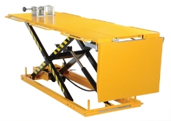 Manual hydraulic motorcycle lift 108 x 35 inch platform 1100 lb capacity yellow