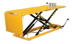 Manual hydraulic motorcycle lift 108 x 35 inch platform 1100 lb capacity yellow