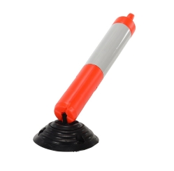 Plastic bollard 31.5 inch height fluorescent orange with reflective tape spring loaded base
