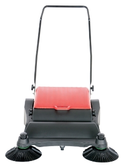Plastic/Steel Large Belt Driven Manual Brush Sweeper 9 Gallon Capacity
