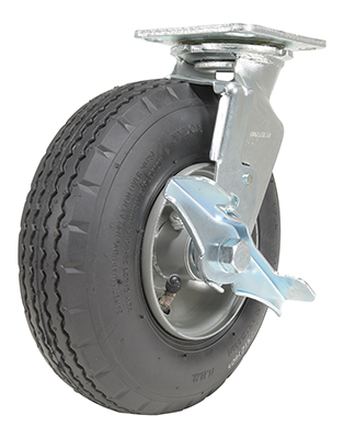Pneumatic swivel with brake caster 8 inch diameter 3 inch width 250 lb capacity