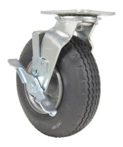 Pneumatic swivel with brake caster 8 inch diameter 3 inch width 250 lb capacity