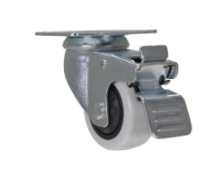 Polypropylene swivel caster with total brake 3-inch diameter 1-inch width 176 lb capacity zinc finish