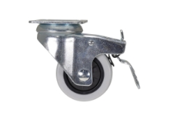 Polypropylene swivel caster with total brake 3-inch diameter 1-inch width 176 lb capacity zinc finish