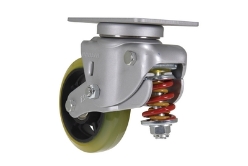 Polyurethane kingpinless swivel caster 6 inch yellow black high capacity