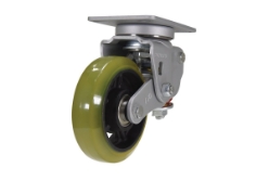 Polyurethane kingpinless swivel caster 6 inch yellow black high capacity