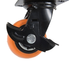 Polyurethane swivel caster with brake 4 inch 2 inch 551 lb non-marking zinc plated