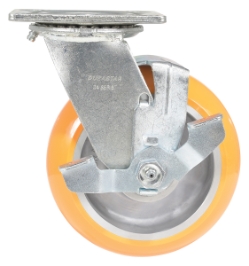 Polyurethane swivel caster with brake 6 inch 2 inch 1250 lb capacity non-marking