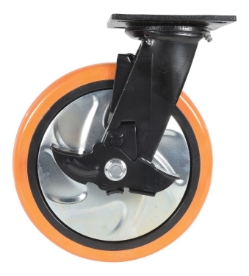 Polyurethane swivel caster with brake 8 inch 2 inch 925 lb capacity zinc plated