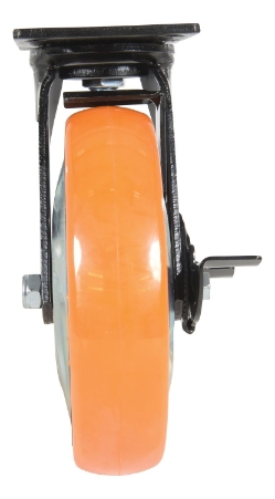 Polyurethane swivel caster with brake 8 inch 2 inch 925 lb capacity zinc plated