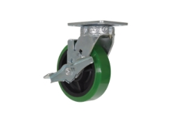 Polyurethane swivel brake caster with hub 6 inch 2 inch 900 lb capacity