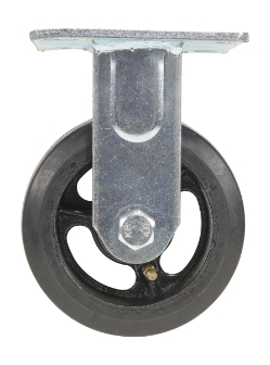 Rubber rigid caster 5 inch diameter 2 inch width 440 lb capacity aluminum core