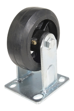 Rubber rigid caster 5 inch diameter 2 inch width 440 lb capacity aluminum core