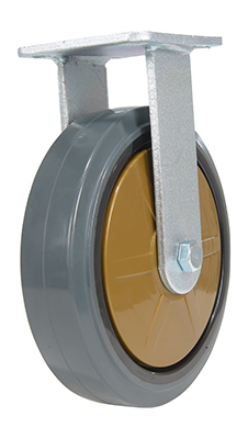 Rubber rigid caster 8 inch diameter 2 inch width 881 lb capacity dark gray non-marking