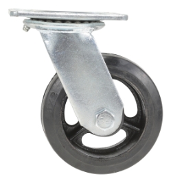 Rubber swivel caster 5 inch diameter 2 inch width 440 lb capacity aluminum core