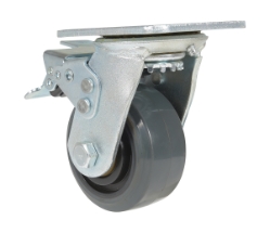 Rubber swivel with total brake caster 4 inch diameter 2 inch width 551 lb capacity