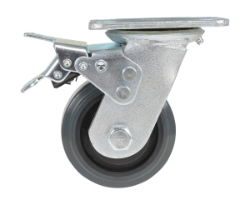 Rubber swivel with total brake caster 4 inch diameter 2 inch width 551 lb capacity