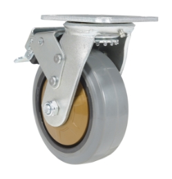 Rubber swivel with total brake caster 6 inch diameter 2 inch width 771 lb capacity