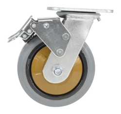 Rubber swivel with total brake caster 6 inch diameter 2 inch width 771 lb capacity