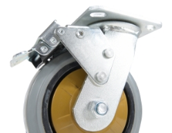 Rubber swivel with total brake caster 6 inch diameter 2 inch width 771 lb capacity
