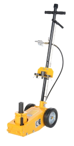 Steel air powered fork truck jack 8.5 to 18.25 inch lift height 44000 lb capacity