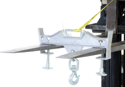 Steel double swivel hoist hook for fork truck 3 x 23 x 21.625 inch 10000 lb capacity zinc plated