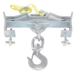 Steel double swivel hoist hook for fork truck 3 x 23 x 21.625 inch 10000 lb capacity zinc plated