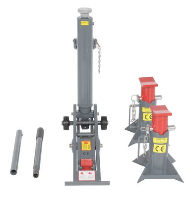 Steel manual hydraulic fork truck jack 29 x 10 x 26 inch 15000 lb capacity gray powder coated