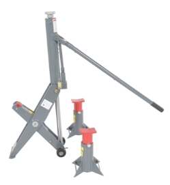Steel manual hydraulic fork truck jack 29 x 10 x 26 inch 15000 lb capacity gray powder coated