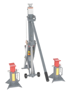 Steel manual hydraulic fork truck jack 29 x 10 x 26 inch 15000 lb capacity gray powder coated