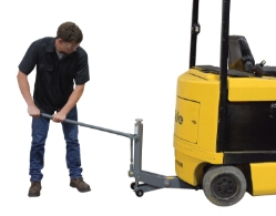 Steel manual hydraulic fork truck jack 29 x 10 x 26 inch 15000 lb capacity gray powder coated