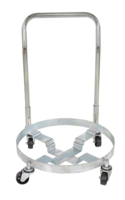 Steel quad drum dolly with handle 1200 lb capacity for 5 gallon pails and 55 gallon drums