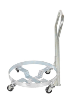 Steel quad drum dolly with handle 1200 lb capacity for 5 gallon pails and 55 gallon drums