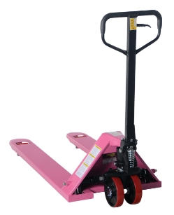 Steel Pallet Truck 63 In.x 27 In. x 48 In. 5500 Lb. Capacity Pink
